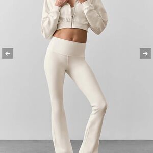 ALO Yoga Cream High-Waist Flared Leggings